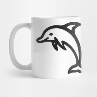 Stick Figure of a Dolphin in Black Ink Mug